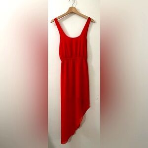 SILENCE + NOISE Red Tank Dress SIZE SMALL 2 4 Asymmetric Elastic Waist Cinch